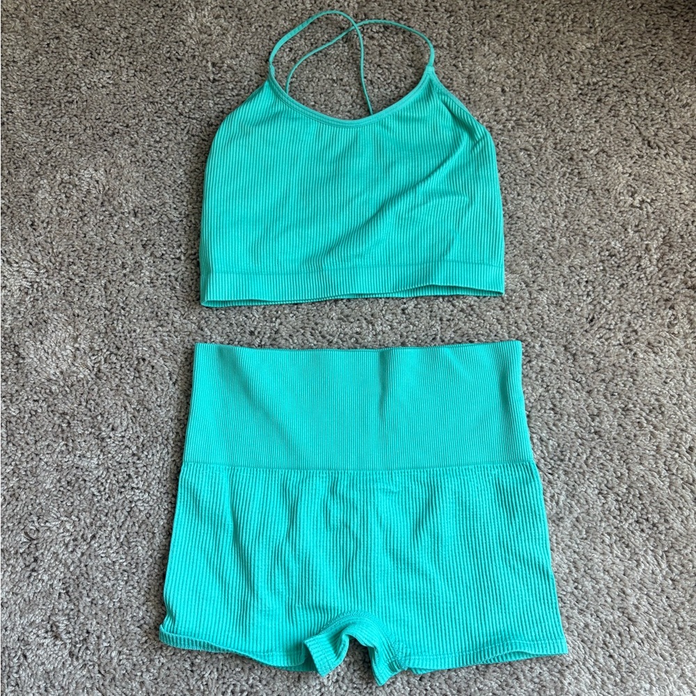 Colsie Aqua Ribbed Set